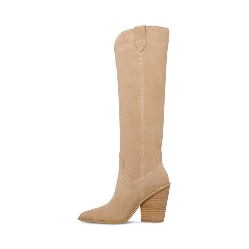 Botas Hasta La Rodilla Steve Madden Brondy Gamuza Mujer Beige | ES DX963E